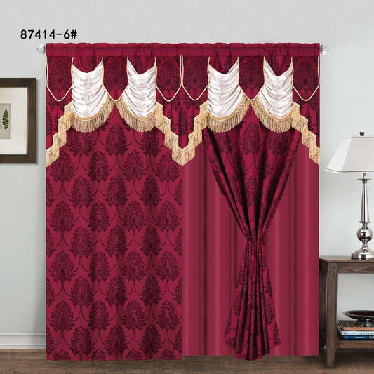 Imperial Elegance: All-in-One Jacquard Curtain Set with Majestic Waterfall Valance