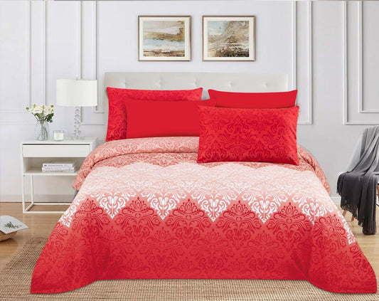 Crimson Ombré Damask: Luxury Reversible Bedding & Comforter Set