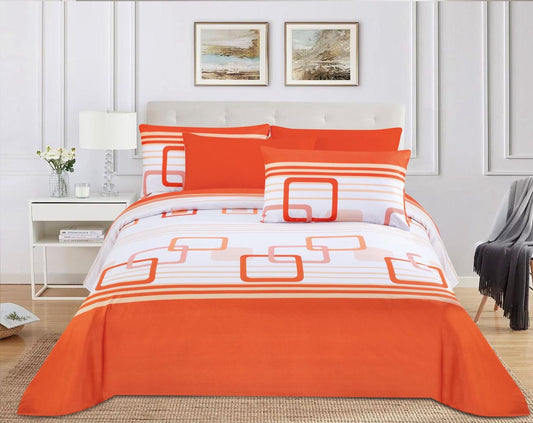 Solar Square: Modern Orange Geometric Comforter & Bedding Set