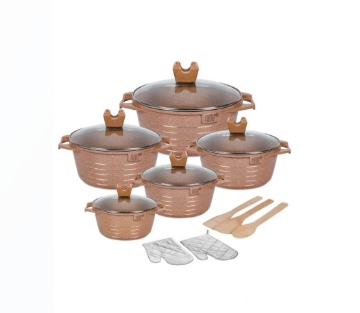 Modern Copper-Finish Granite Cookware Set