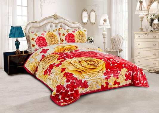 Golden Rose Crimson Velvet Bedding Set