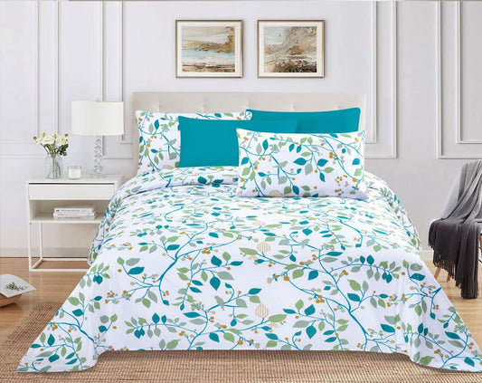 Verdant Vines: Teal & Sage Botanical Garden Bedding Set